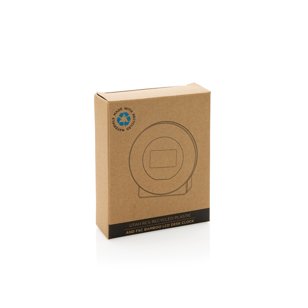Reloj de escritorio Utah RCS rplastic y bambú LCD - Oficina - Mochilas corporativas personalizadas - imagen 8