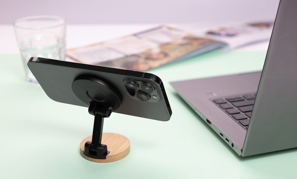 Soporte teléfono plástico reciclado y bambú Magmount RCS - Oficina - Mochilas corporativas personalizadas - imagen 9