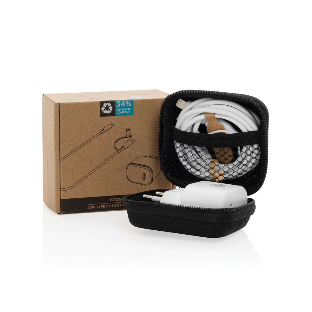 Set de carga 2 piezas Boost RCS PET reciclado 20W tipo C - Oficina - Mochilas corporativas personalizadas - imagen 3