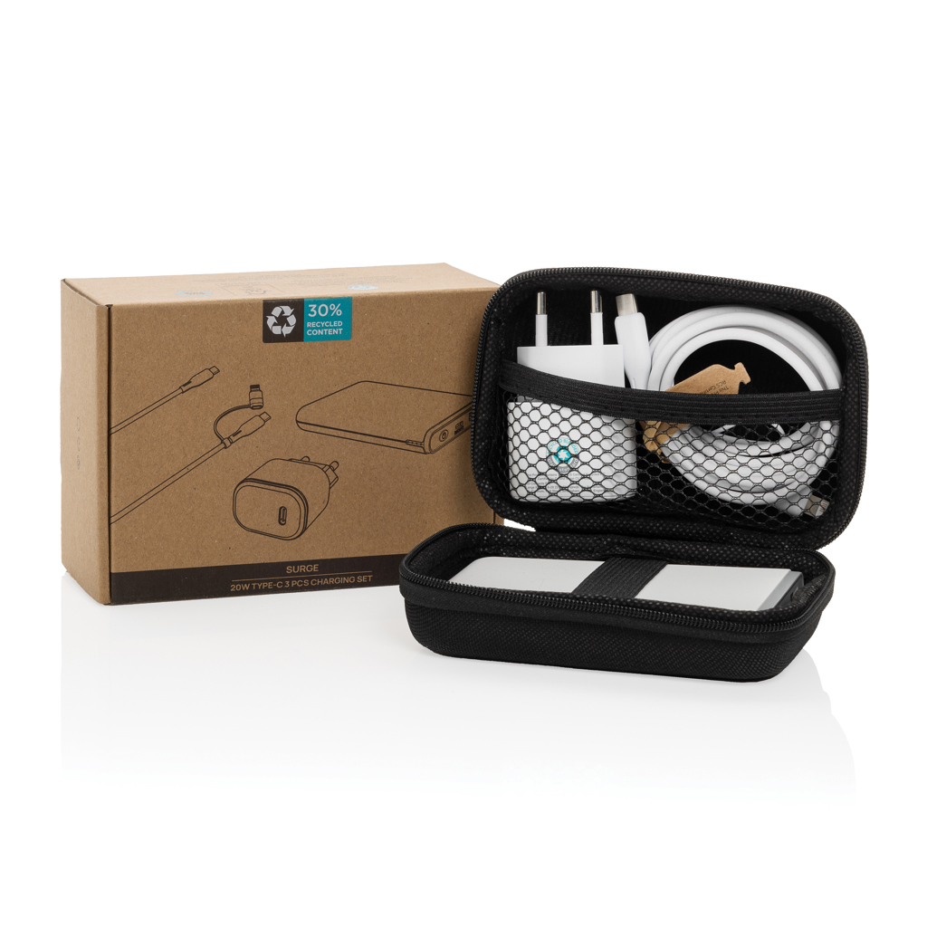 Set de carga 3 piezas Surge RCS PET reciclado 20W tipo C - Oficina - Mochilas corporativas personalizadas - imagen 3