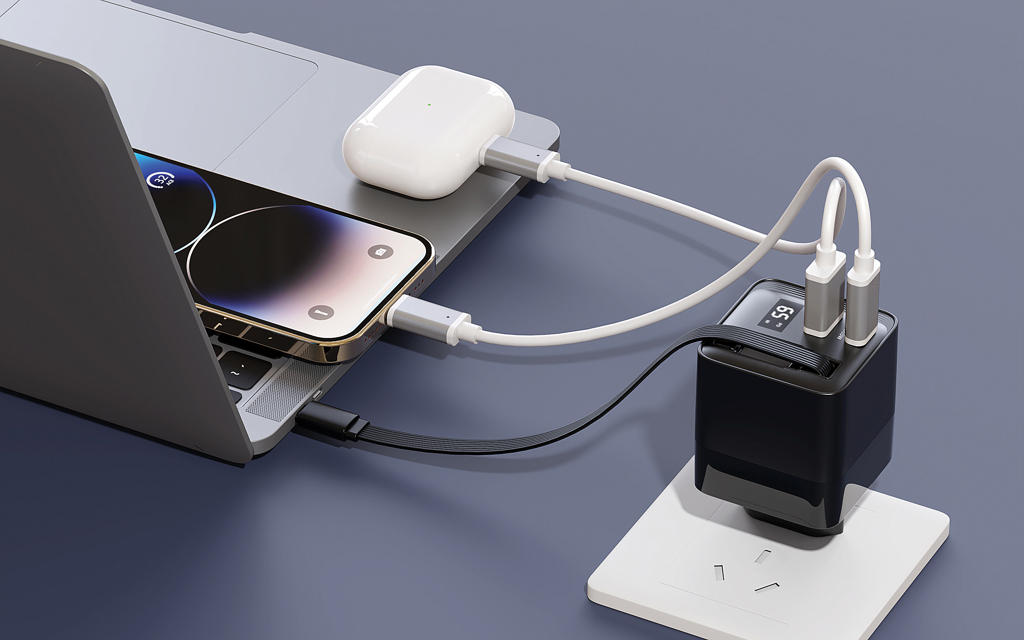 Cargador GaN Mendocino con cable retráctil Urban Vitamin 65W - Oficina - Mochilas corporativas personalizadas - imagen 9