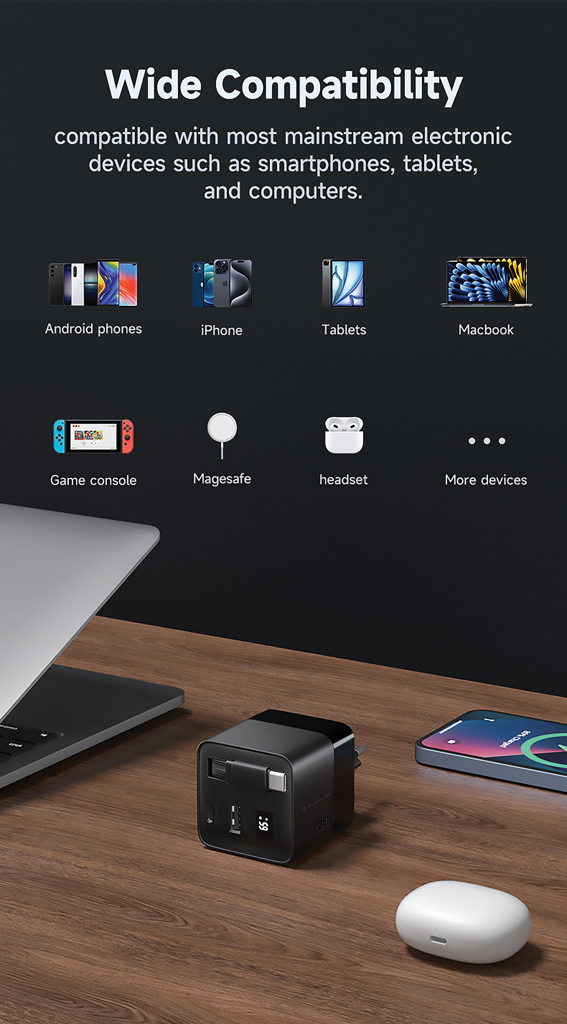 Cargador GaN Mendocino con cable retráctil Urban Vitamin 65W - Oficina - Mochilas corporativas personalizadas - imagen 8