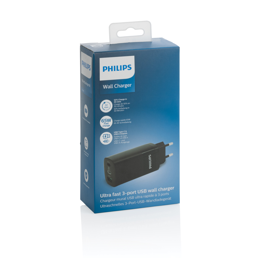 Cargador Philips de pared USB con 3 puertos 65W - Oficina - Mochilas corporativas personalizadas - imagen 9