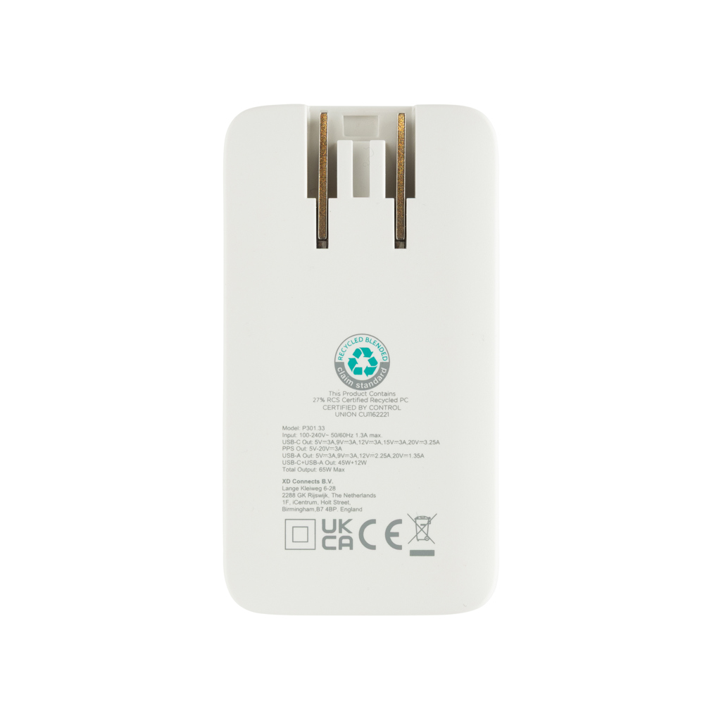 Cargador plano Fluxo RCS 65W GaN y conectores universales - Oficina - Mochilas Corporativas Personalizadas - imagen 6