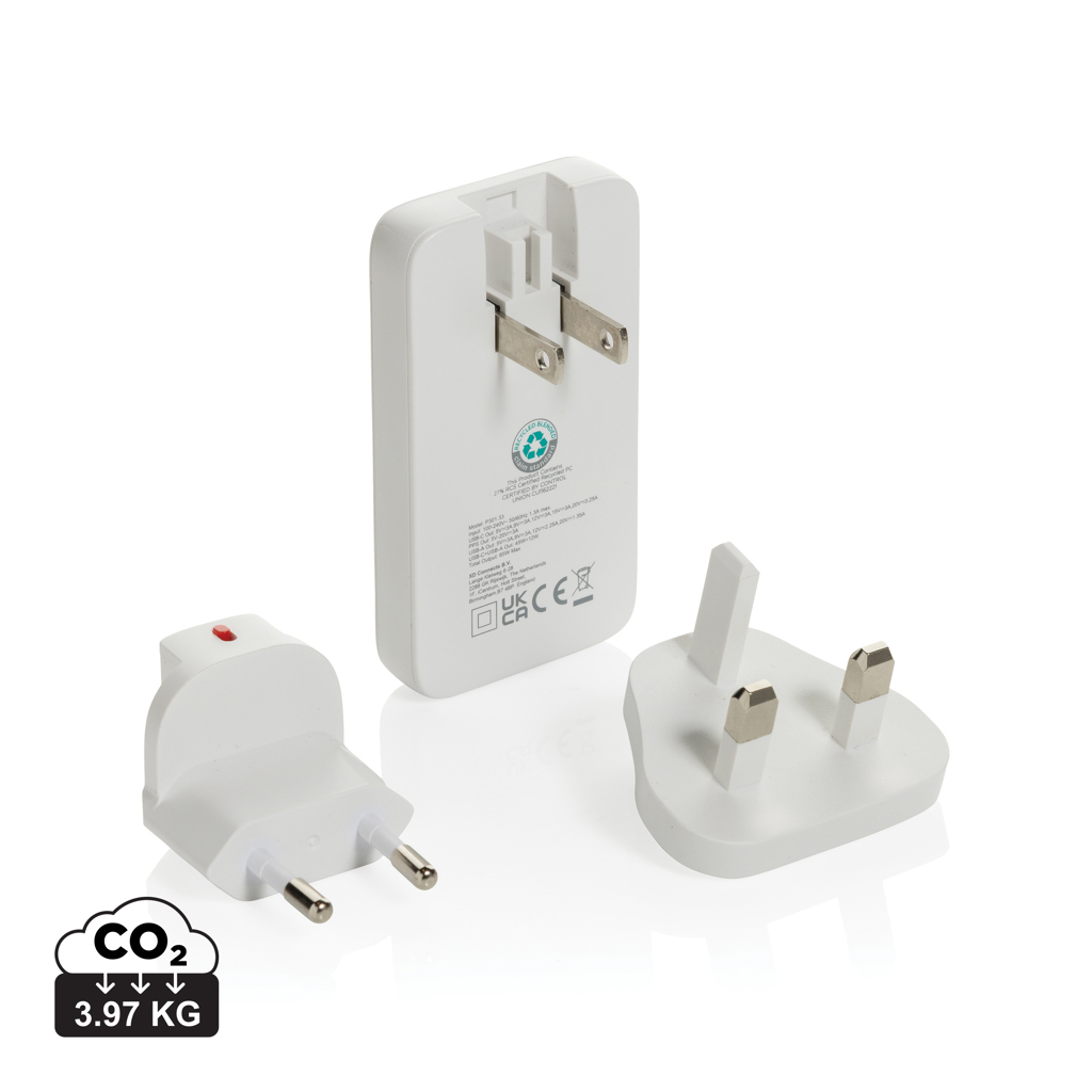 Cargador plano Fluxo RCS 65W GaN y conectores universales - Oficina - Mochilas Corporativas Personalizadas