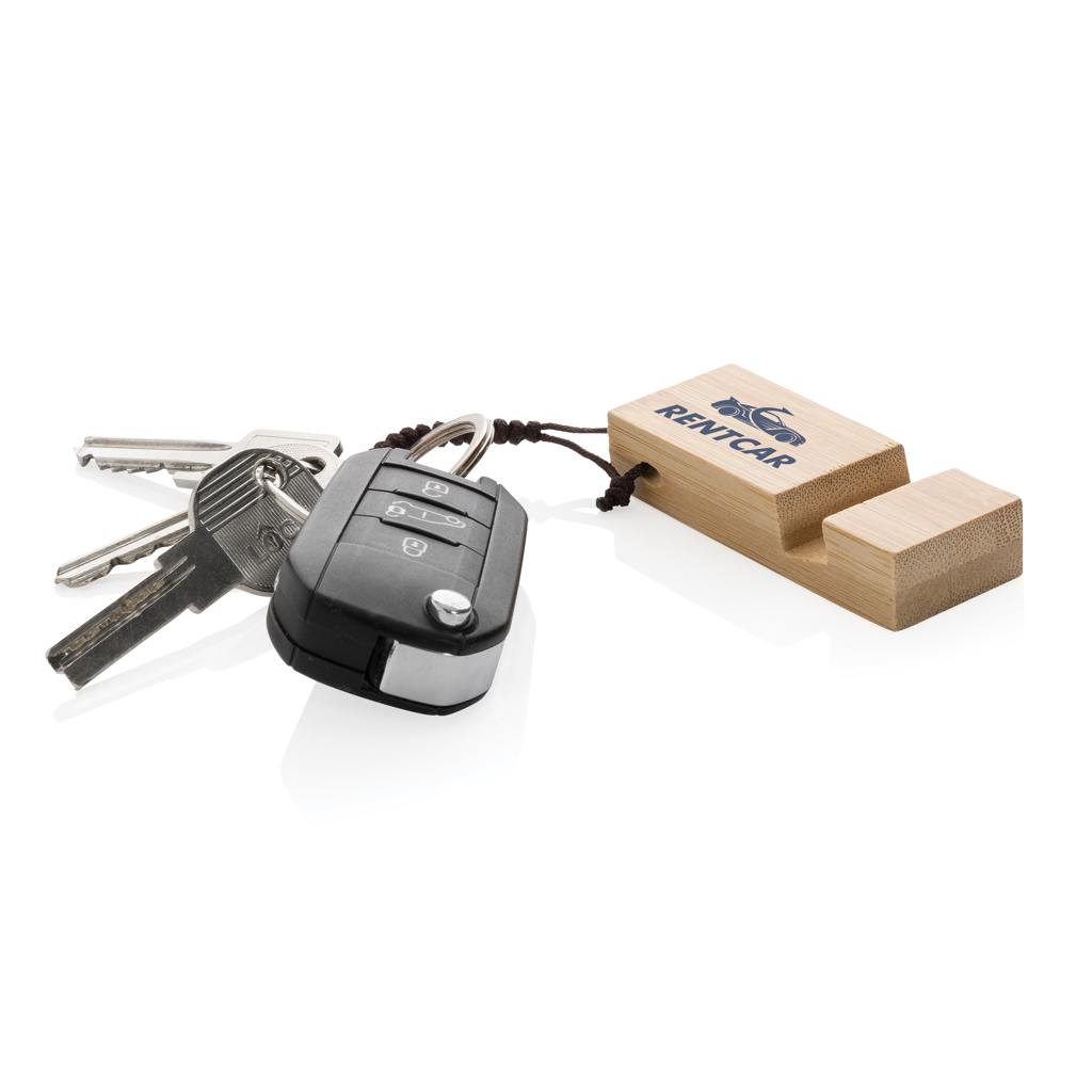 Soporte para teléfono con llavero de bambú Standkey - Oficina - Mochilas corporativas personalizadas - imagen 6