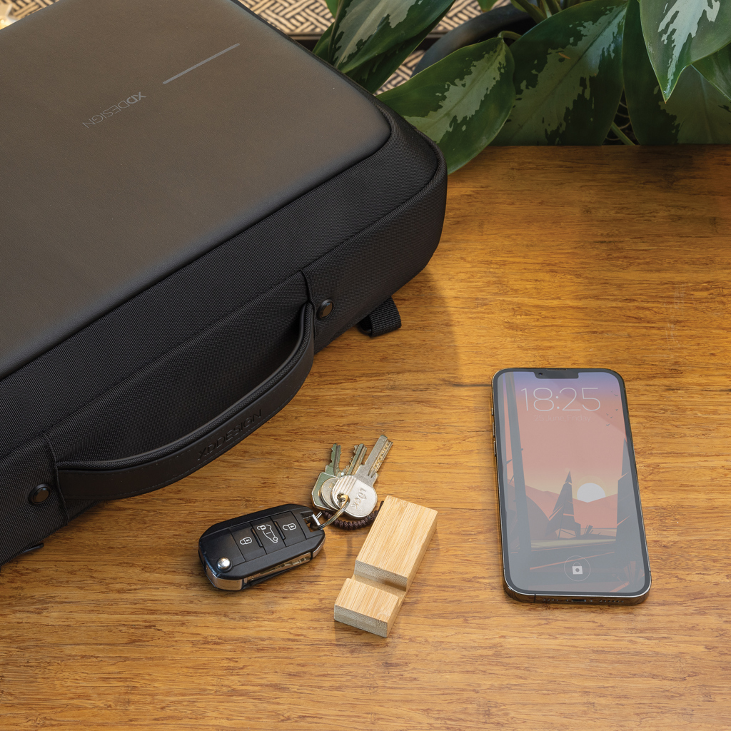 Soporte para teléfono con llavero de bambú Standkey - Oficina - Mochilas corporativas personalizadas - imagen 8