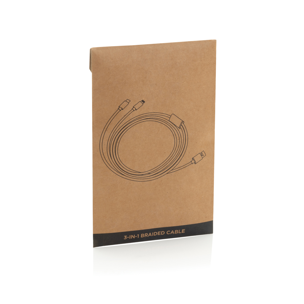 Cable 3 en 1 trenzado - Oficina - Mochilas corporativas personalizadas - imagen 3