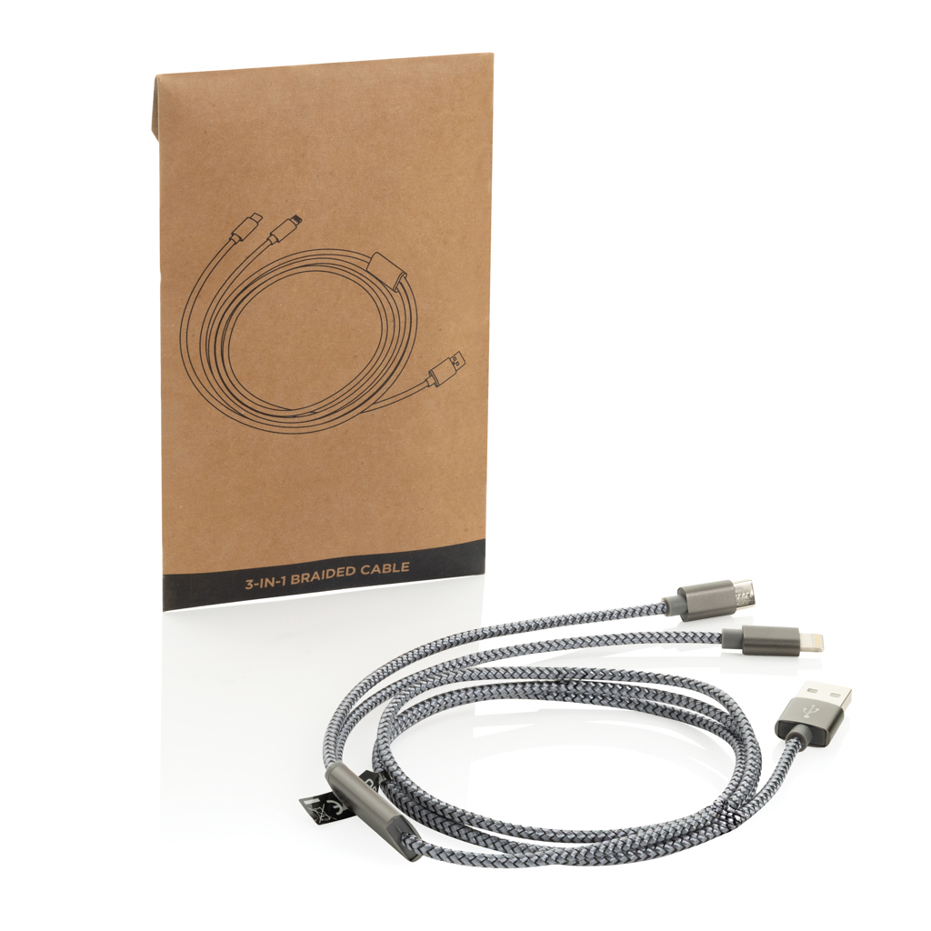 Cable 3 en 1 trenzado - Oficina - Mochilas corporativas personalizadas - imagen 4