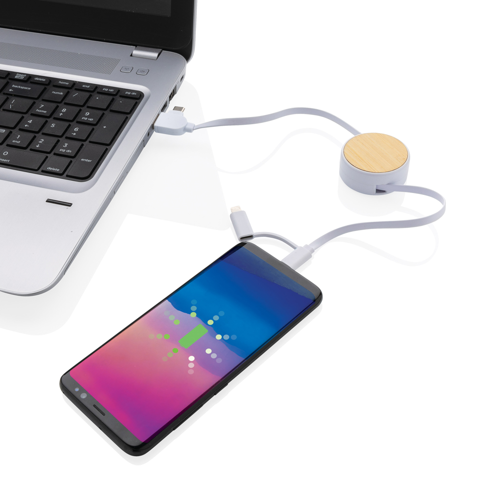 Cable retráctil Ontario 6 en 1 de plástico reciclado RCS - Oficina - Mochilas corporativas personalizadas - imagen 6