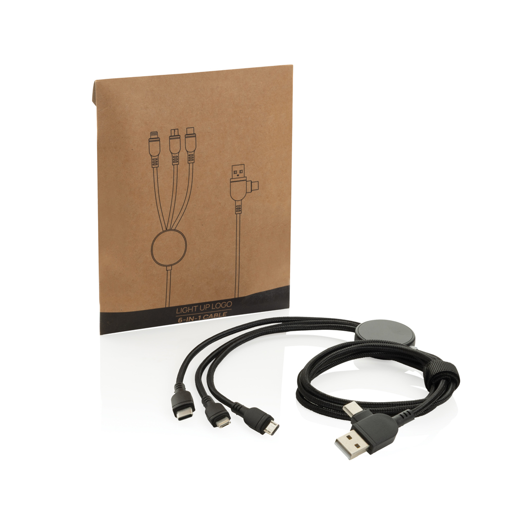 Cable 6 en 1 con logo iluminado - Oficina - Mochilas corporativas personalizadas - imagen 4
