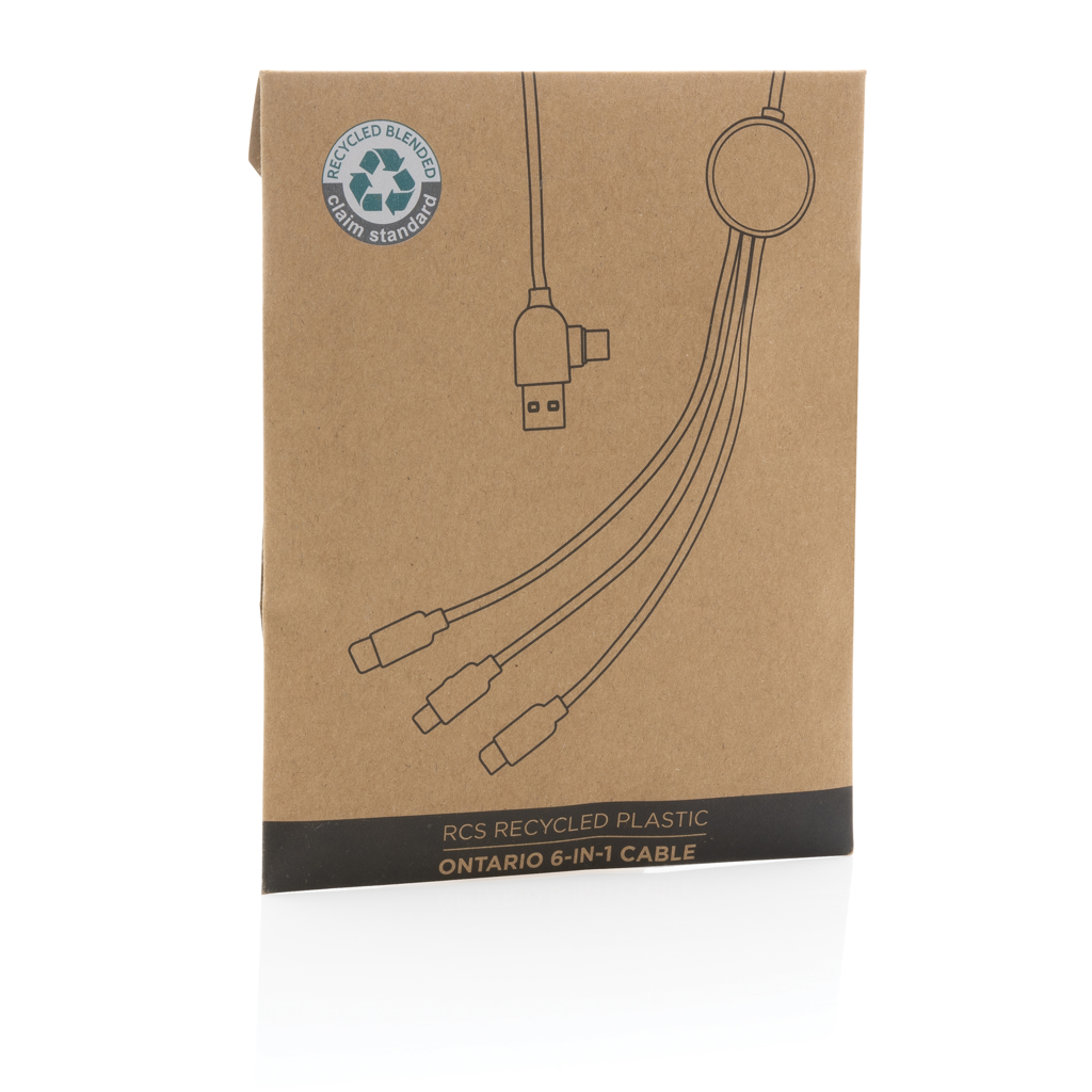 Cable Ontario 6 en 1 de plástico reciclado RCS - Oficina - Mochilas corporativas personalizadas - imagen 11