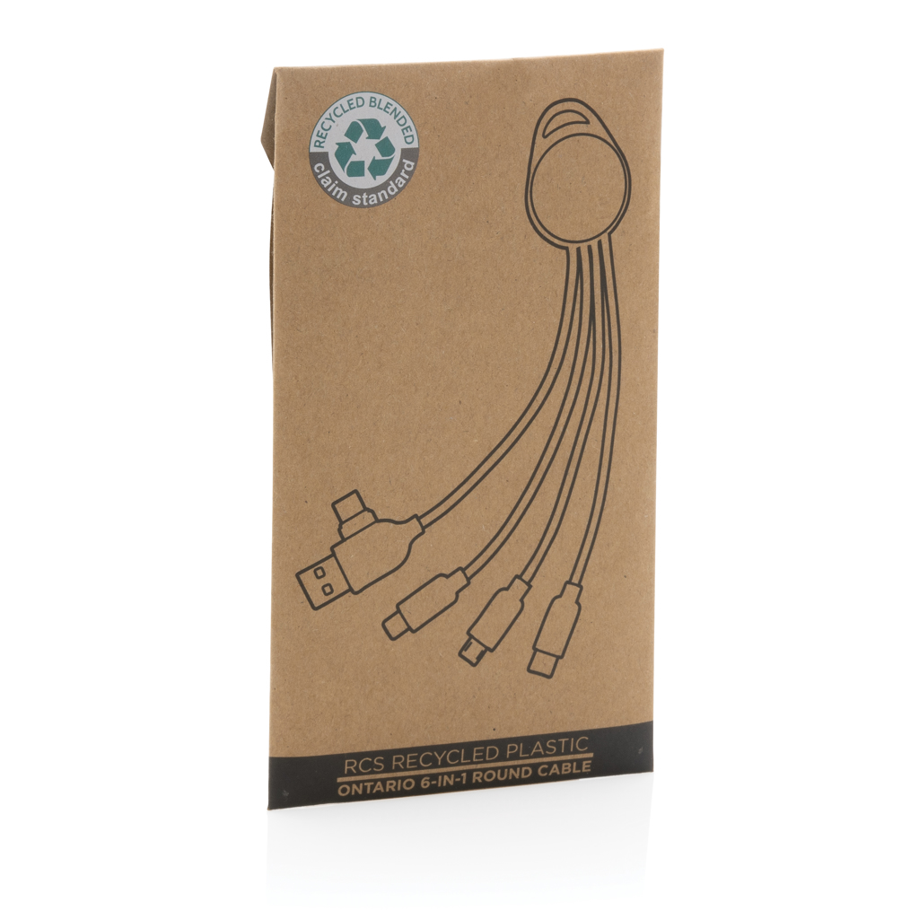 Cable redondo Ontario 6 en 1 de plástico reciclado RCS - Oficina - Mochilas corporativas personalizadas - imagen 10