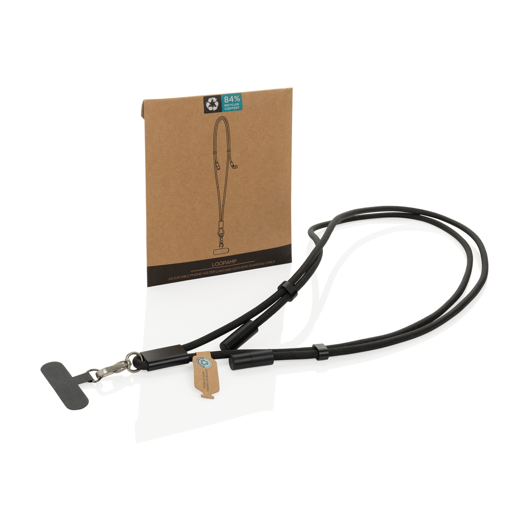 Correa de cuello para teléfono LoopAmp RCS RPET y cable 60W - Oficina - Mochilas corporativas personalizadas - imagen 3