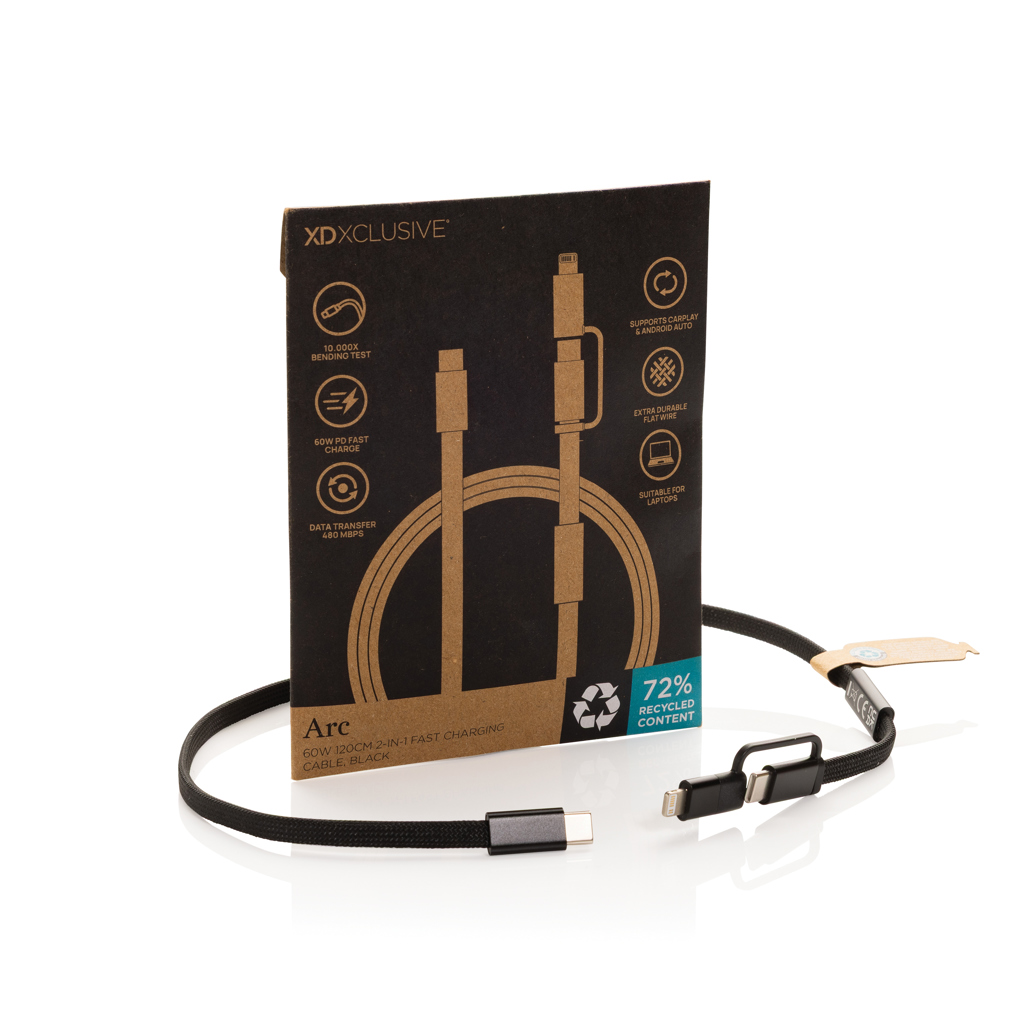 Cable de carga rápida 2 en 1 Arc RCS de 60W y 120 cm - Oficina - Mochilas Corporativas Personalizadas - imagen 7
