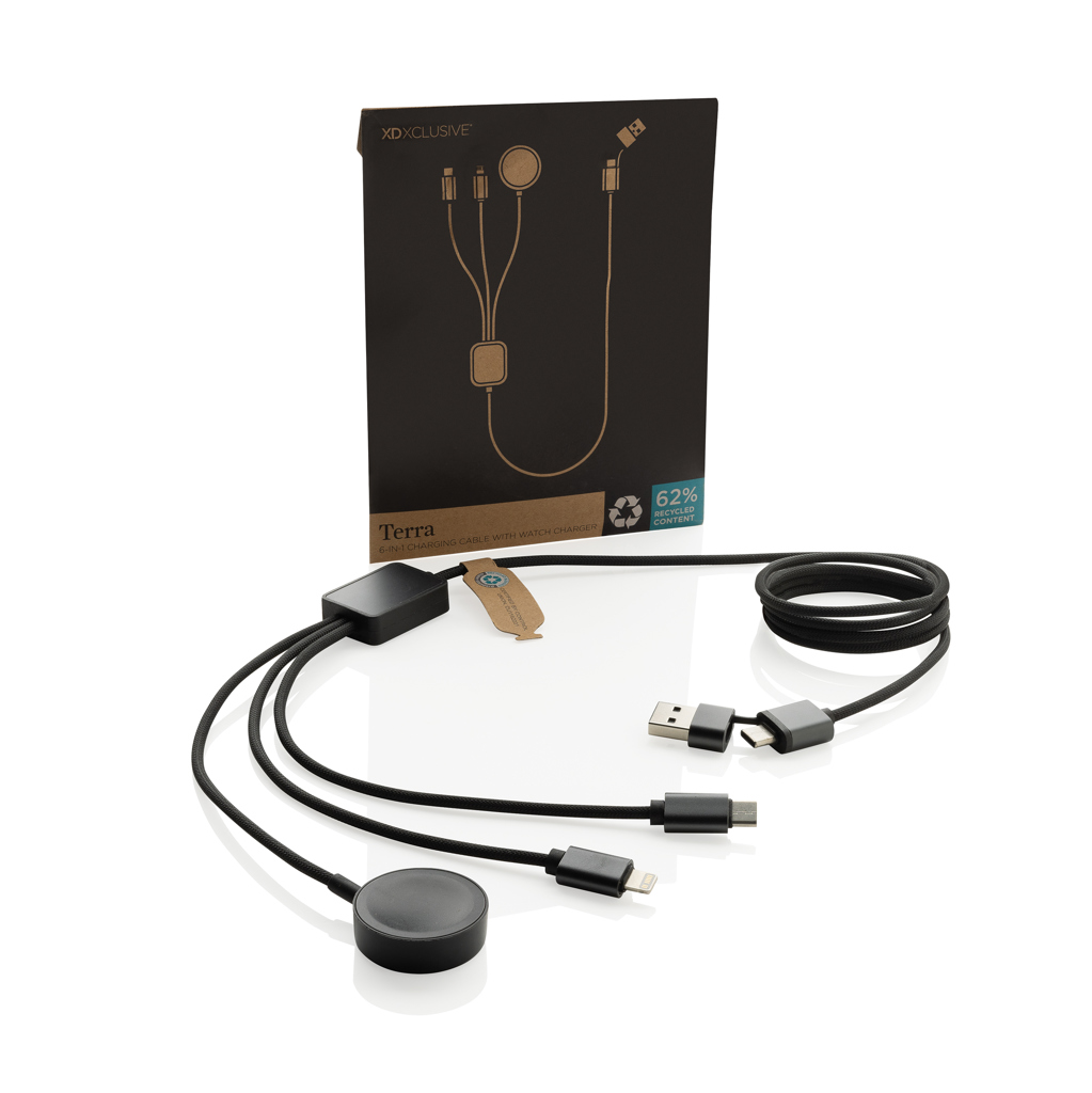Cable de carga 6 en 1 Terra RCS rPET con cargador de reloj - Oficina - Mochilas corporativas personalizadas - imagen 3