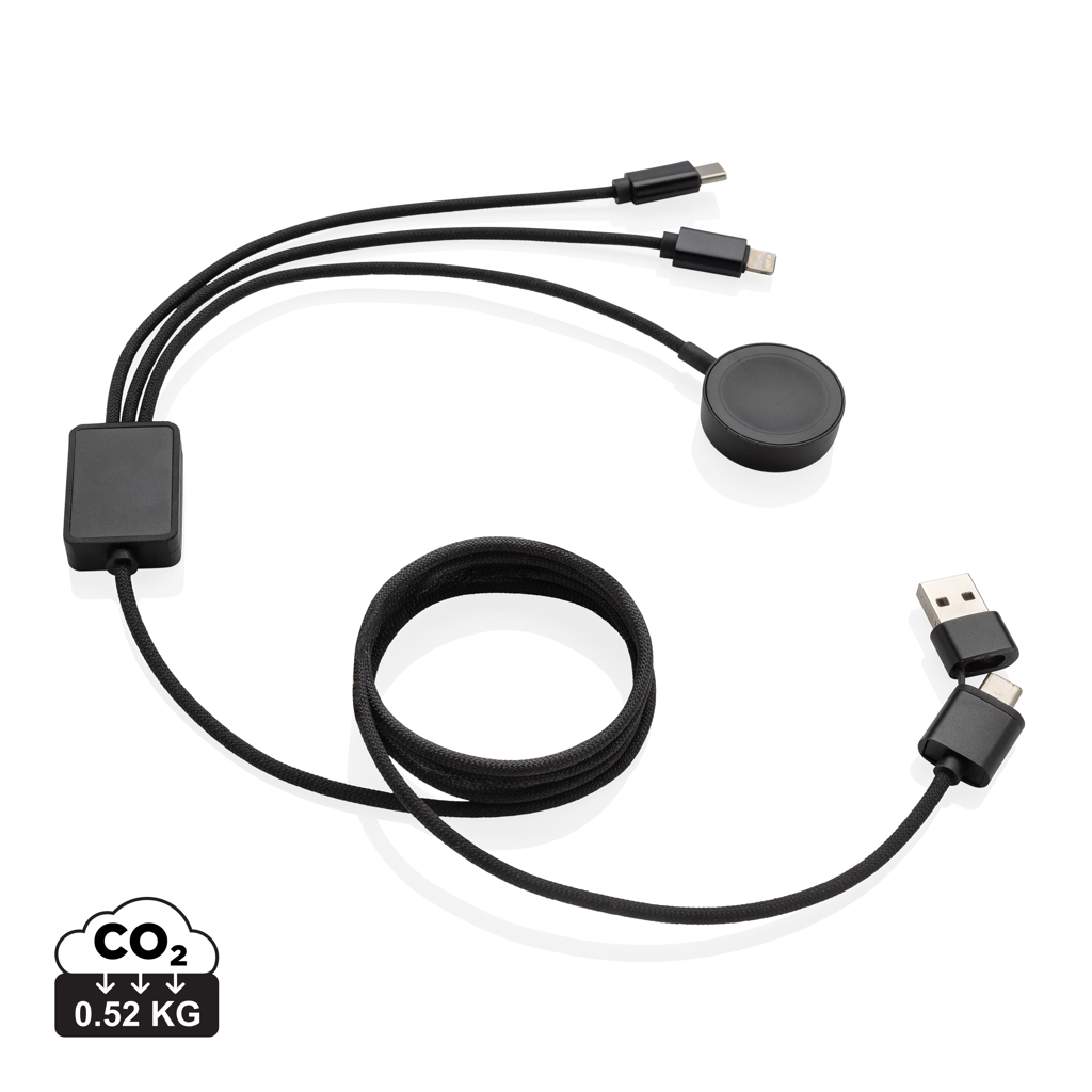 Cable de carga 6 en 1 Terra RCS rPET con cargador de reloj - Oficina - Mochilas Corporativas Personalizadas
