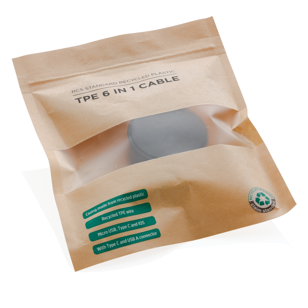 Cable 6 en 1 de plástico reciclado estándar RCS y TPE - Oficina - Mochilas corporativas personalizadas - imagen 3