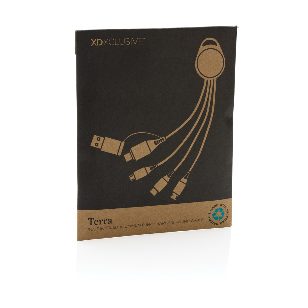 Cable de carga 6 en 1 de aluminio reciclado Terra RCS - Oficina - Mochilas corporativas personalizadas - imagen 8