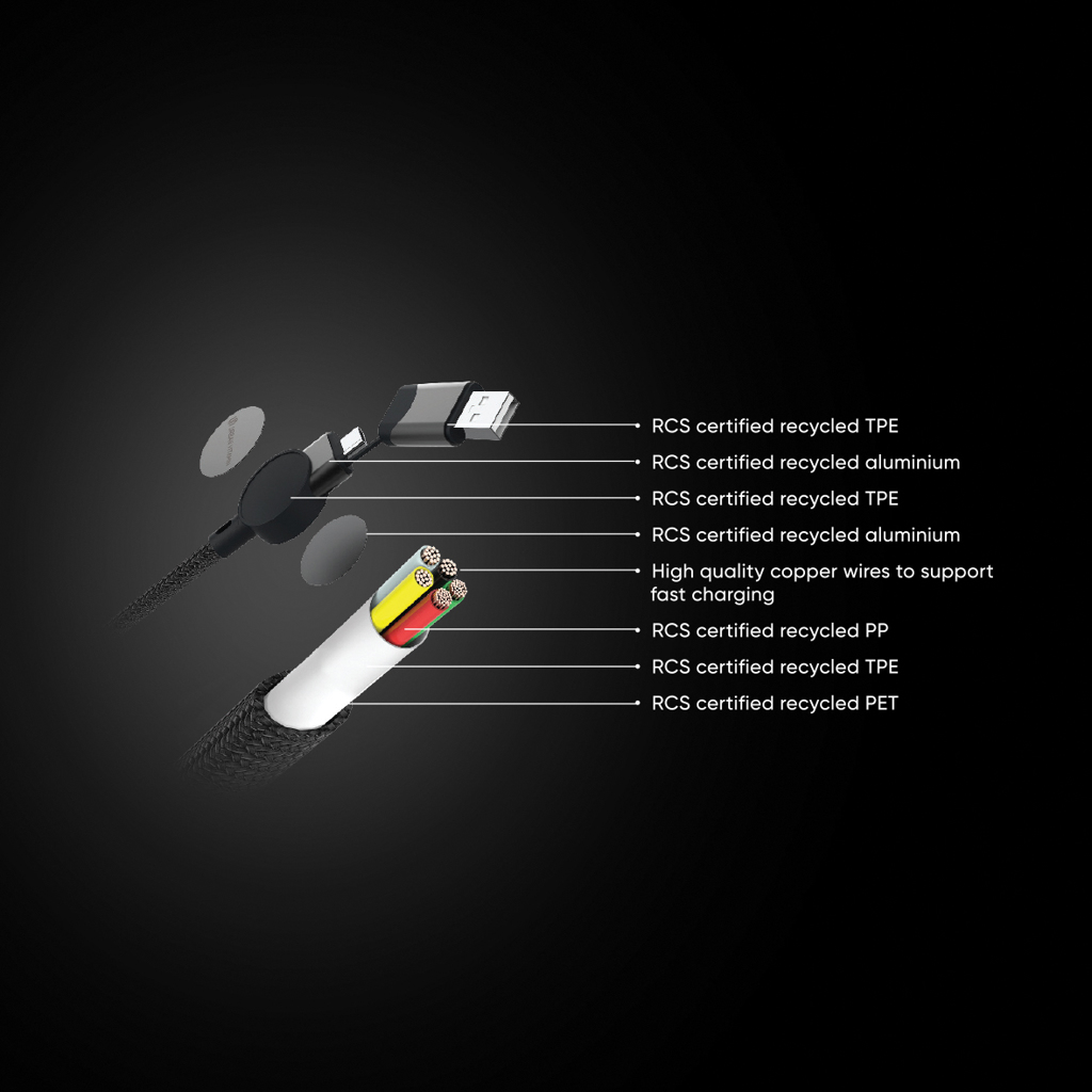Cable 6 en 1 Oakland  RCS carga rápida 45W - Oficina - Mochilas corporativas personalizadas - imagen 5
