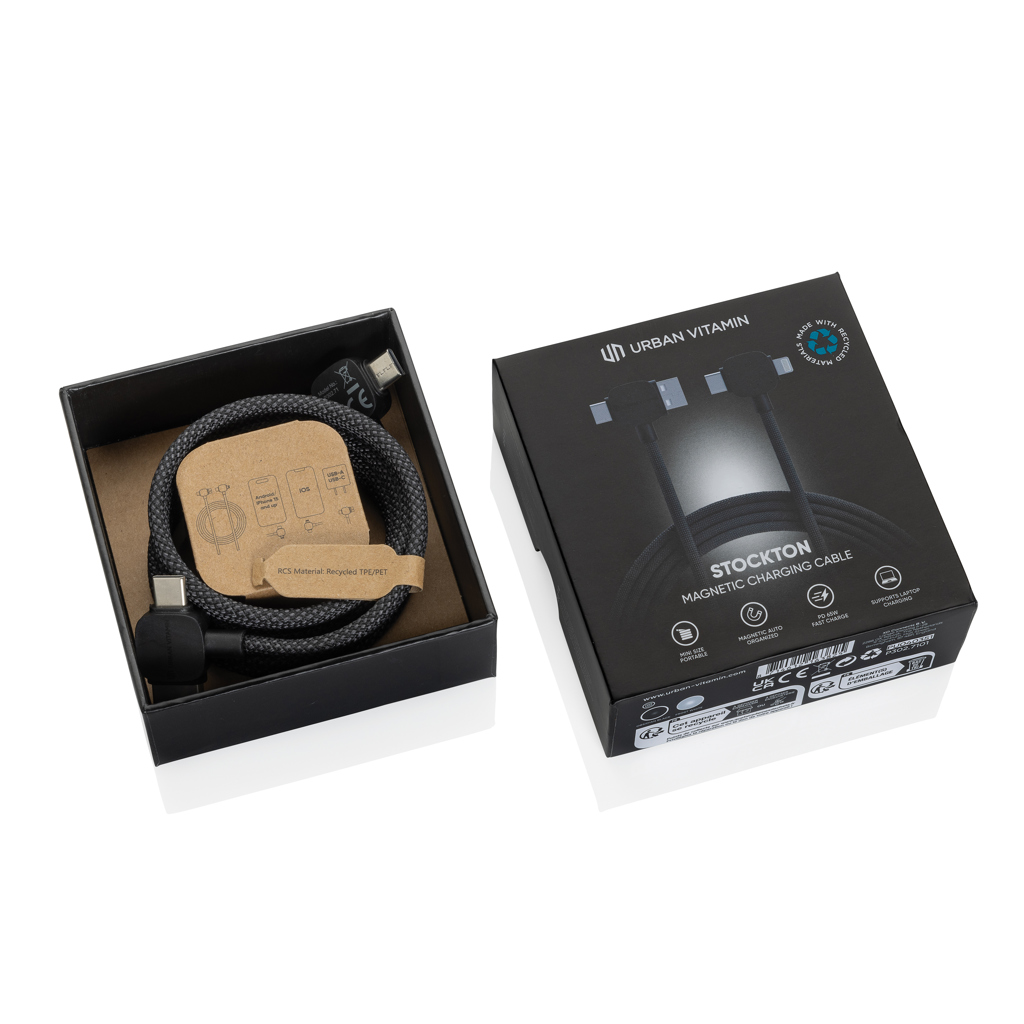 Cable magnético TPE/PET reciclado Urban Vitamin Stockton 65W - Oficina - Mochilas corporativas personalizadas - imagen 4