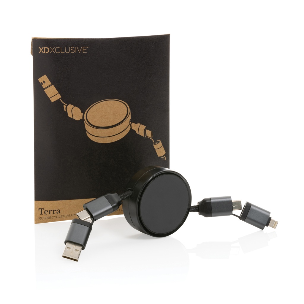 Cable retráctil 60W aluminio reciclado 6 en 1 Terra RCS - Oficina - Mochilas corporativas personalizadas - imagen 3