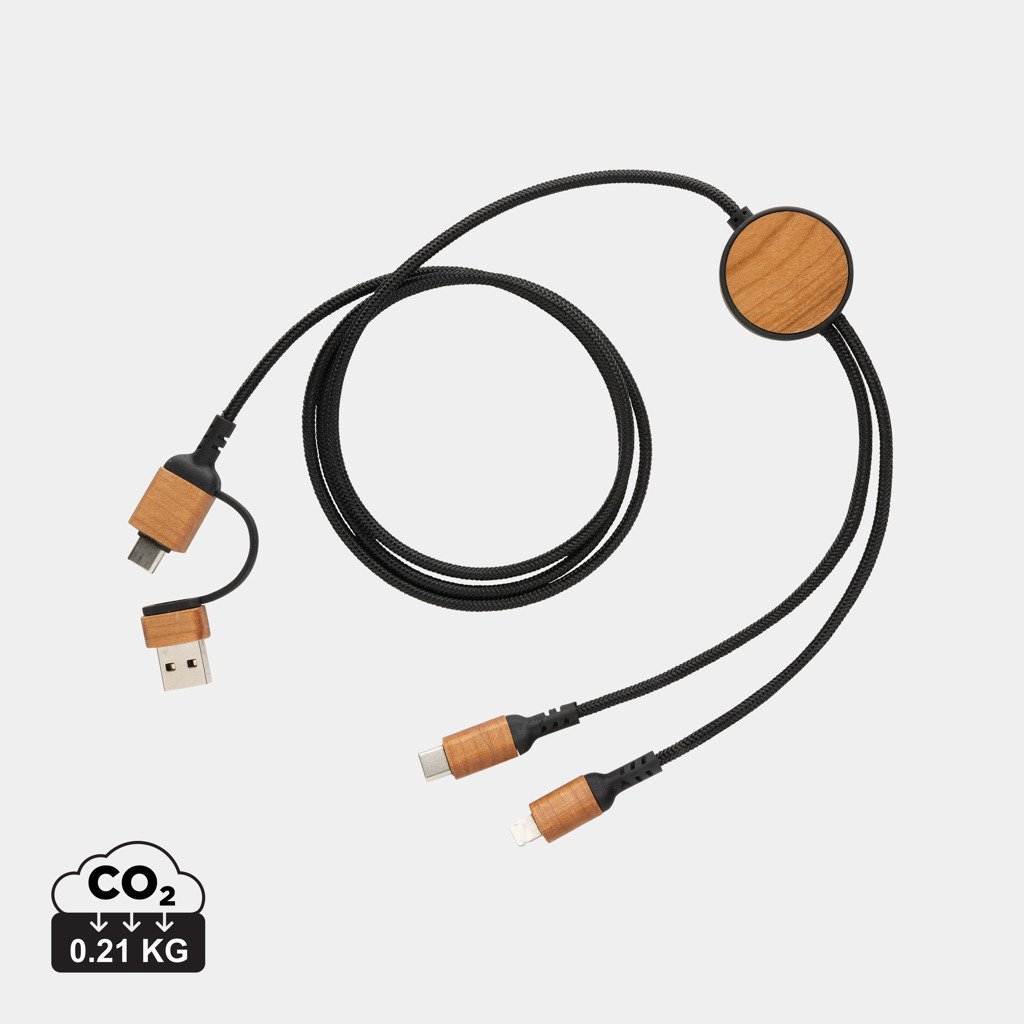 Cable Ohio 6 en 1 de plástico reciclado certificado RCS - Oficina - Mochilas corporativas personalizadas