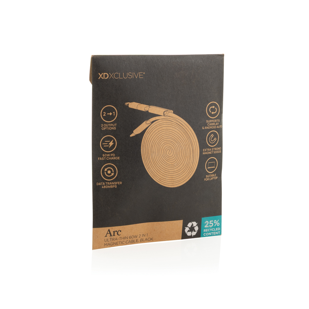 Cable magnético Arc 60W ultrafino 2 en 1 reciclado RCS - Oficina - Mochilas corporativas personalizadas - imagen 9