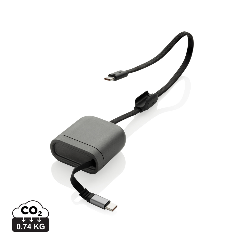 Cable de carga rápida 100W retráctil reciclado Spira RCS - Oficina - Mochilas Corporativas Personalizadas