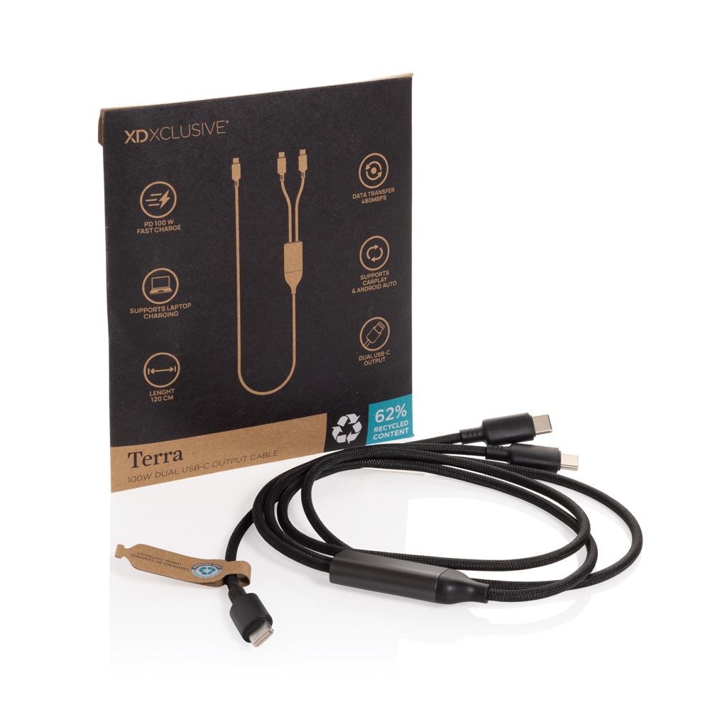 Cable de salida dual USB-C Terra 100W RCS - Oficina - Mochilas Corporativas Personalizadas - imagen 3