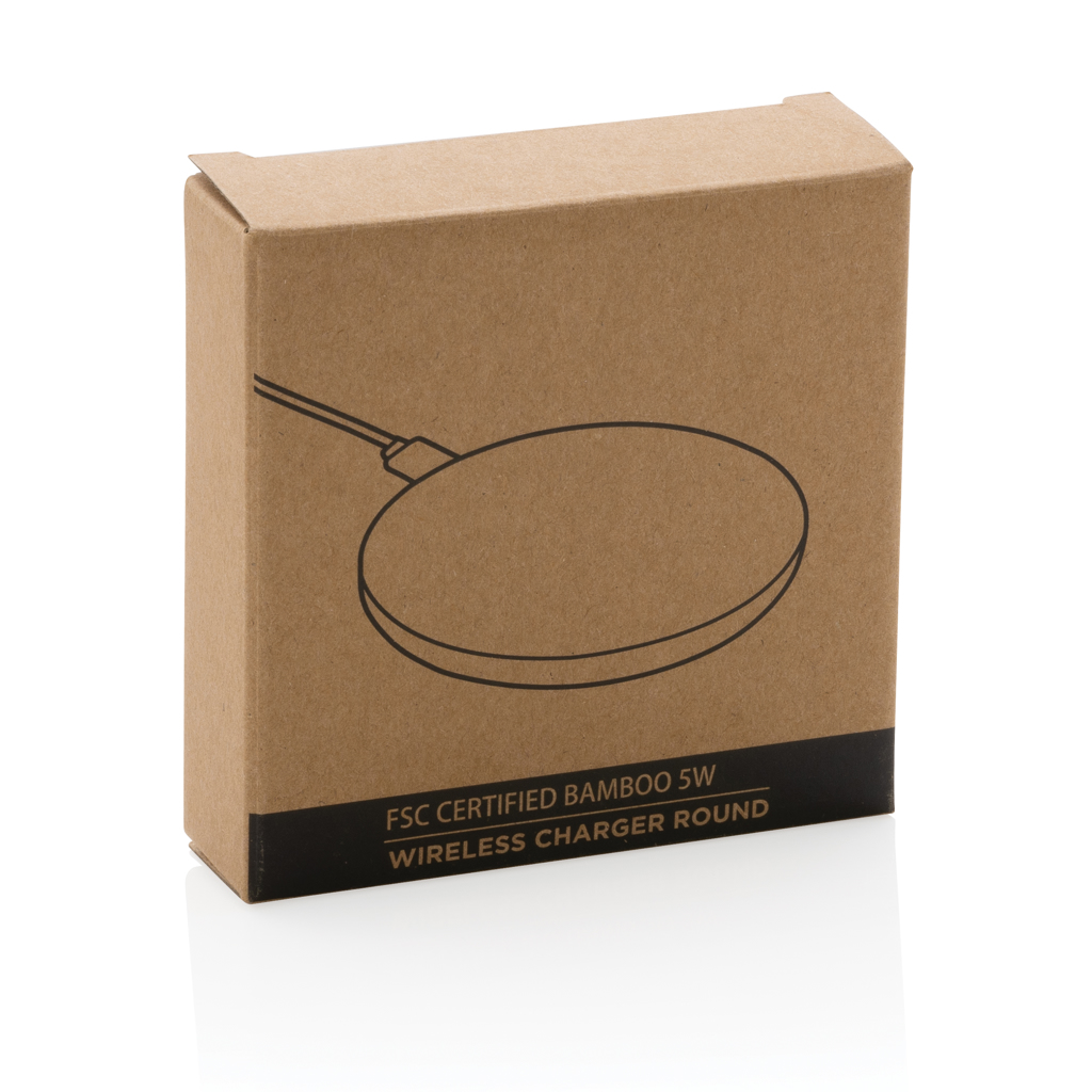 Cargador inalámbrico redondo de 5W de bambú - Oficina - Mochilas corporativas personalizadas - imagen 9