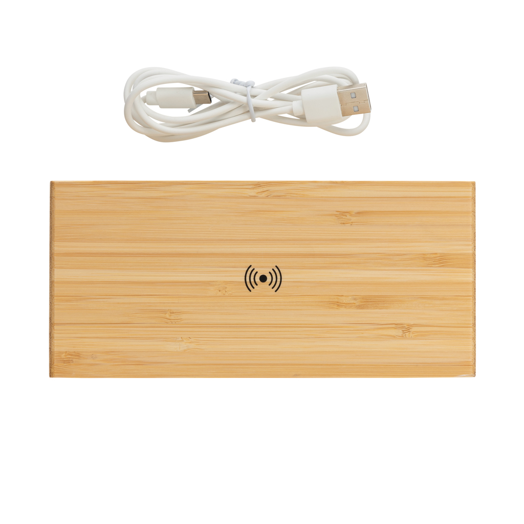 Despertador de bambú con cargador inalámbrico de 5W - Oficina - Mochilas corporativas personalizadas - imagen 7