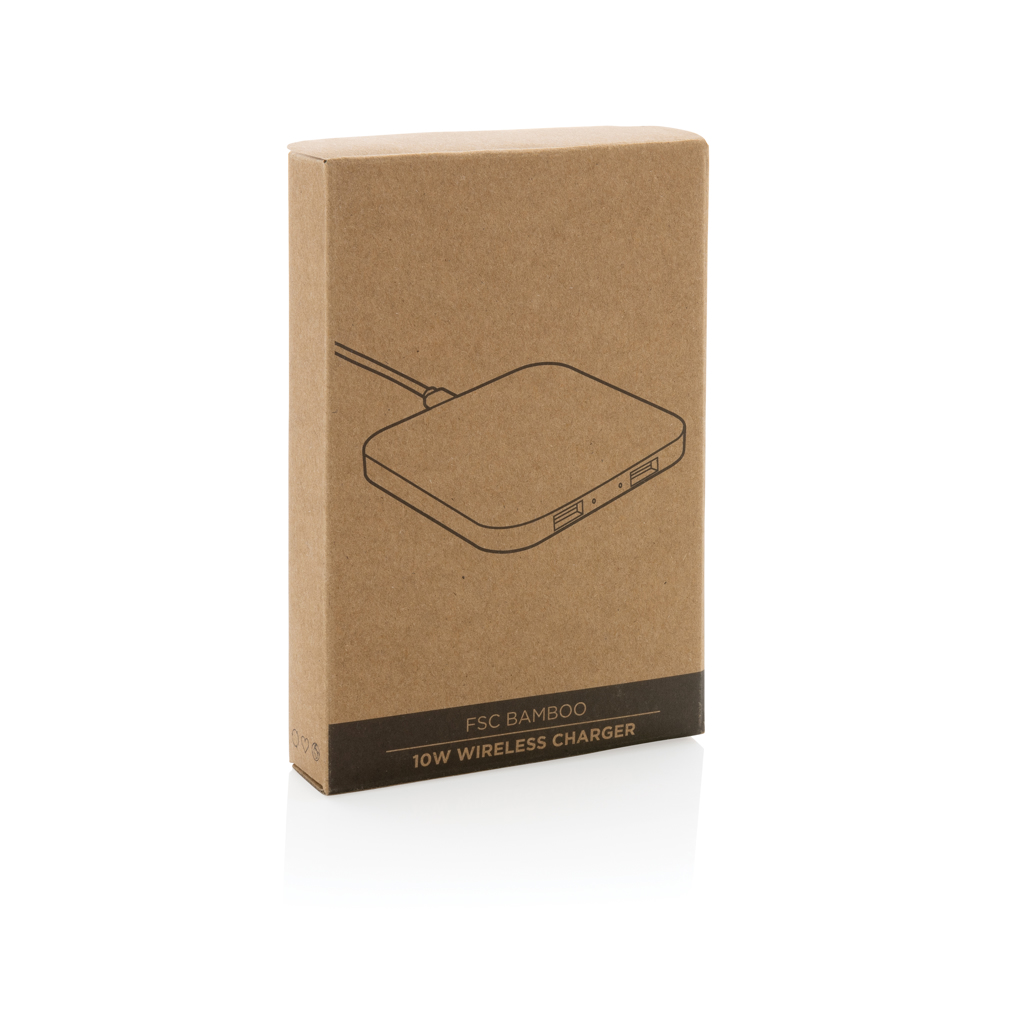 Cargador inalámbrico bambú 10W con USB - Oficina - Mochilas corporativas personalizadas - imagen 9