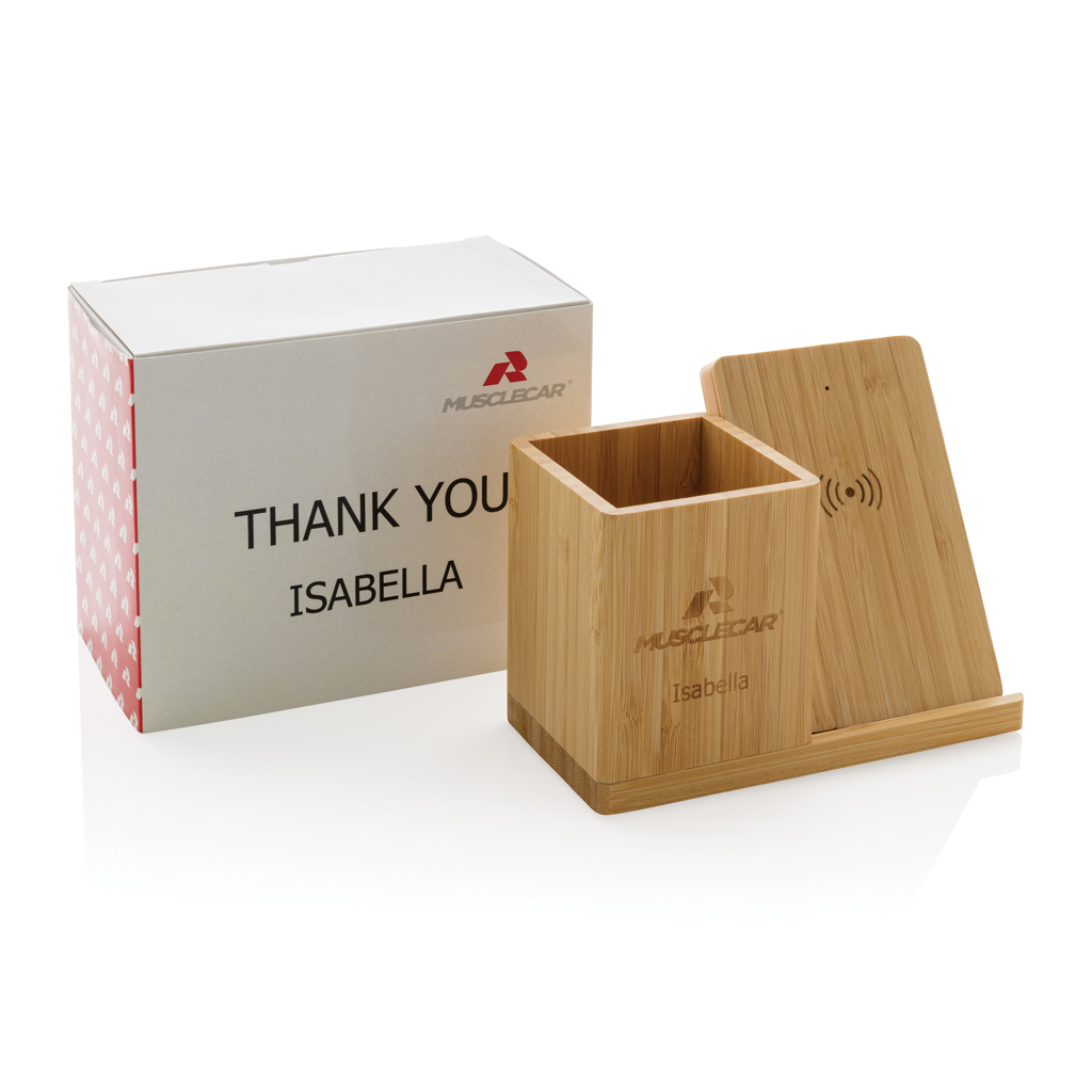 Cargador Calgary inalámbrico bambú 10W - Oficina - Mochilas corporativas personalizadas - imagen 8