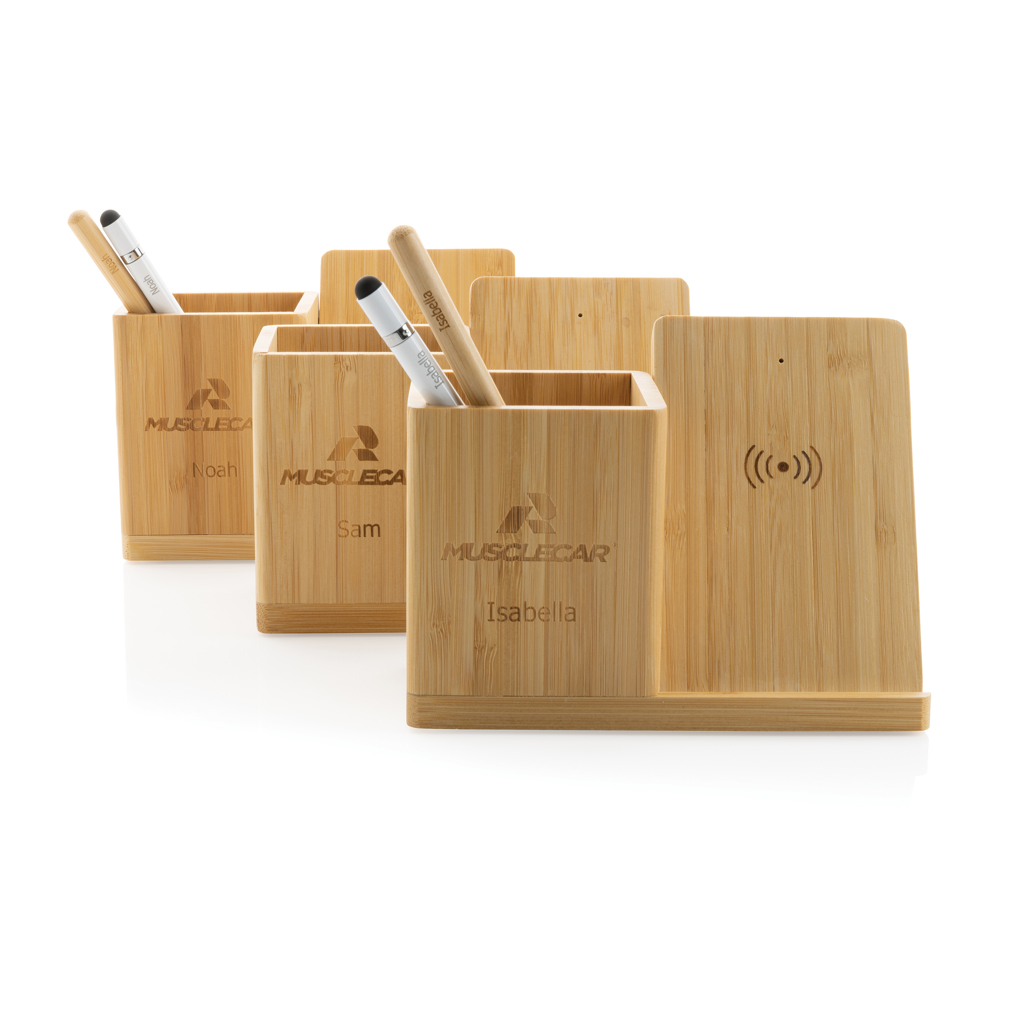 Cargador Calgary inalámbrico bambú 10W - Oficina - Mochilas corporativas personalizadas - imagen 9