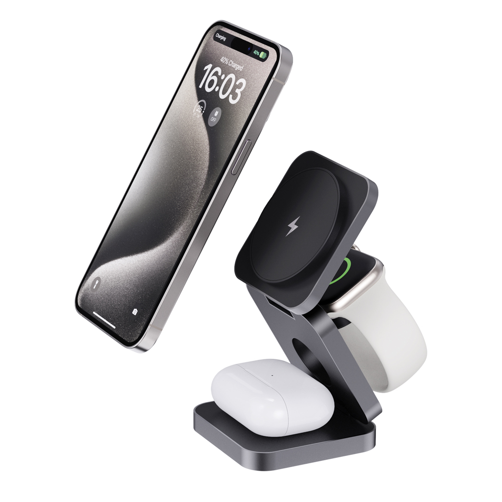 Cargador plegable Terra RCS aluminio reciclado 3 en 1 - Oficina - Mochilas corporativas personalizadas - vista alternativa