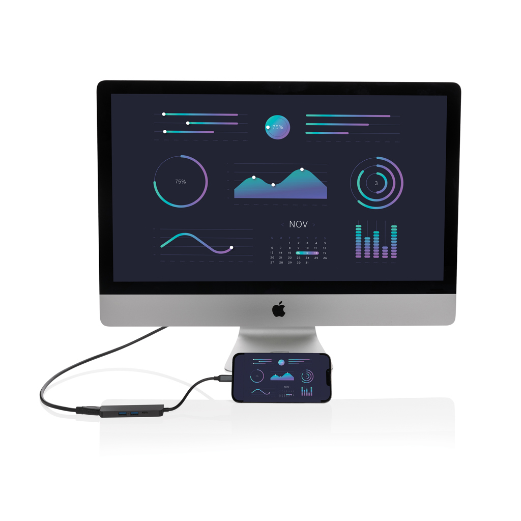 Hub Terra RCS de aluminio reciclado con entrada HDMI - Oficina - Mochilas corporativas personalizadas - imagen 6