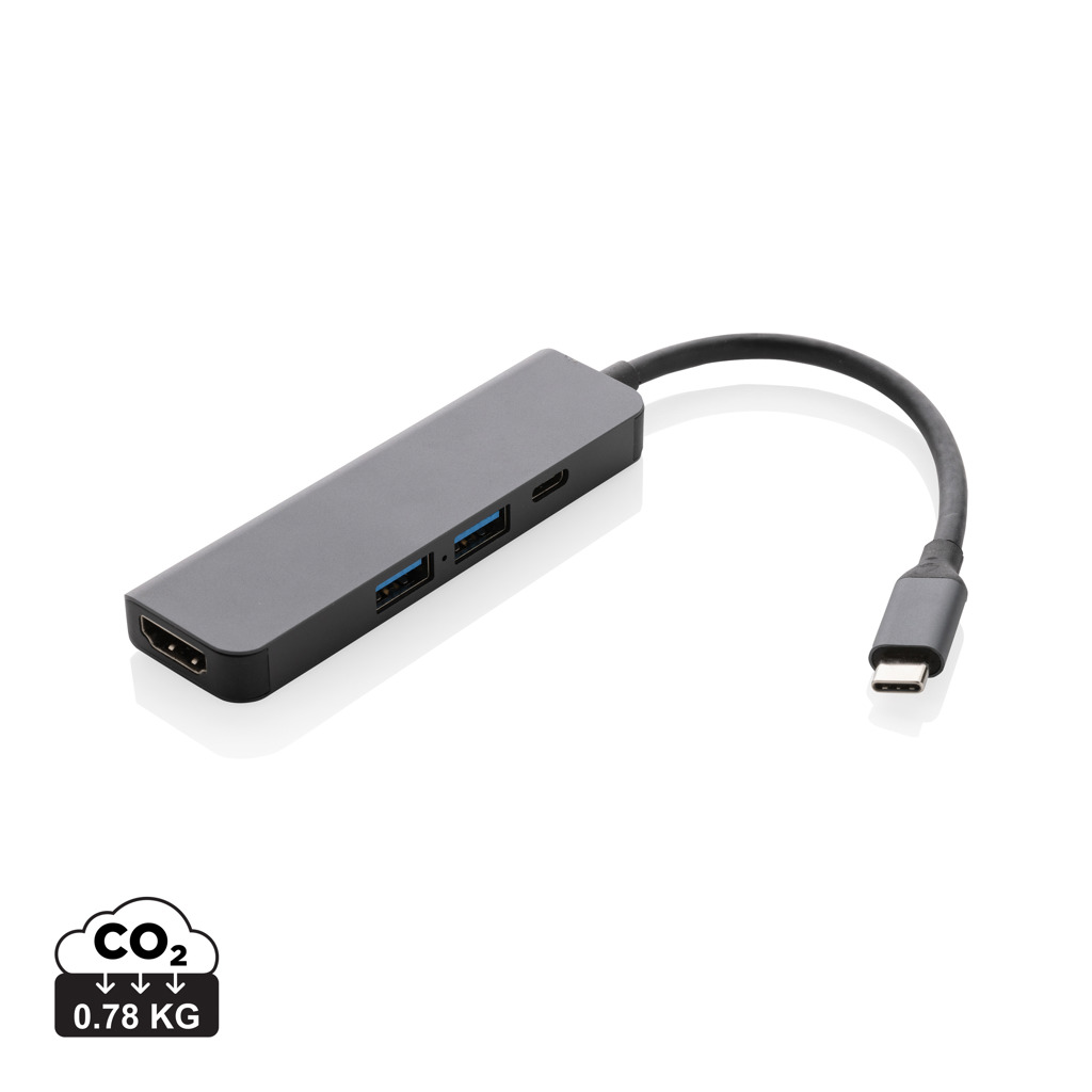 Hub Terra RCS de aluminio reciclado con entrada HDMI - Oficina - Mochilas corporativas personalizadas