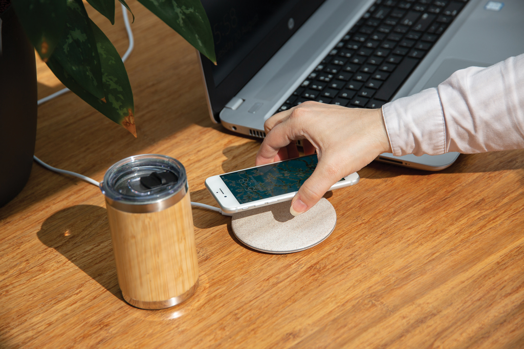 Cargador inalámbrico 5W de paja de trigo - Oficina - Mochilas corporativas personalizadas - imagen 7