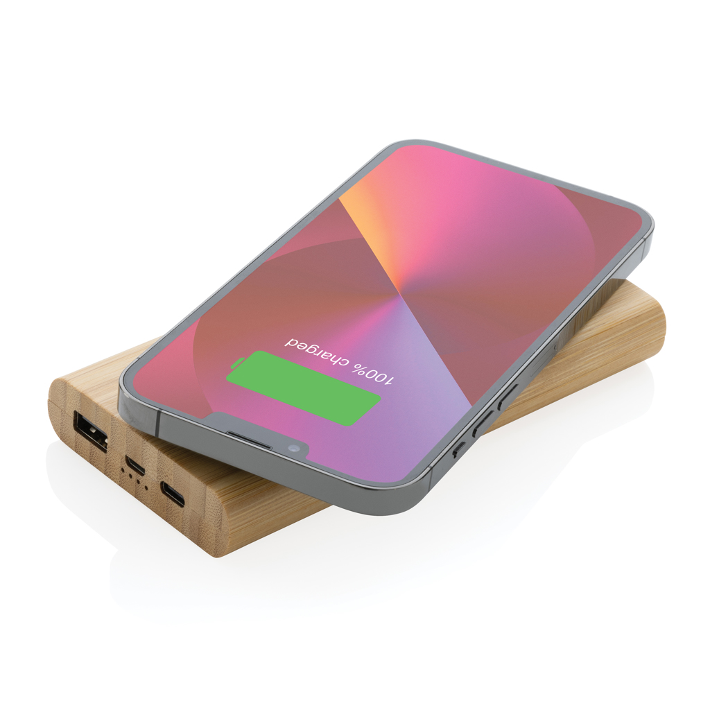 Powerbank inalámbrico 5W de bambú 8.000 mAh - Viaje - Mochilas corporativas personalizadas - imagen 3