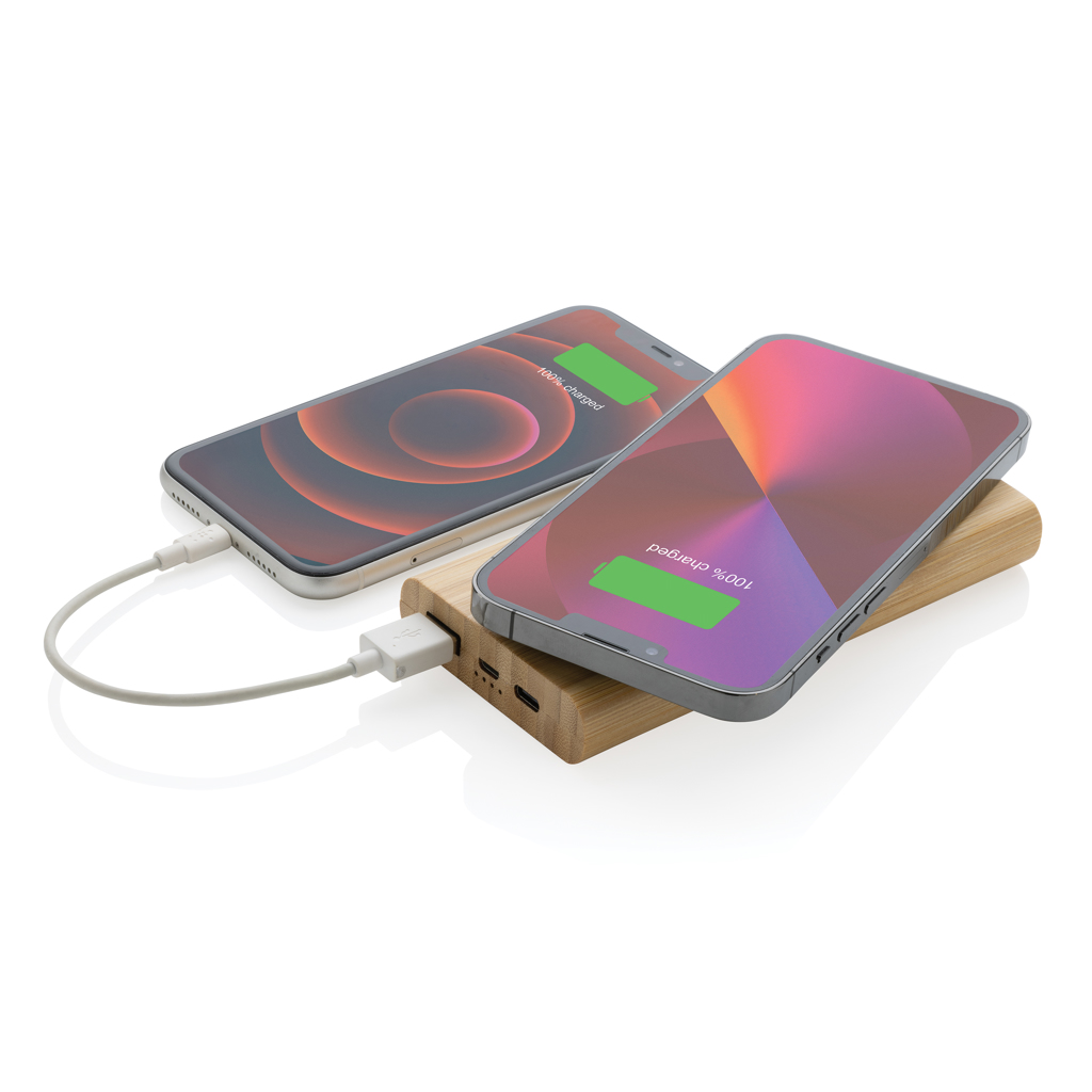 Powerbank inalámbrico 5W de bambú 8.000 mAh - Viaje - Mochilas corporativas personalizadas - imagen 4
