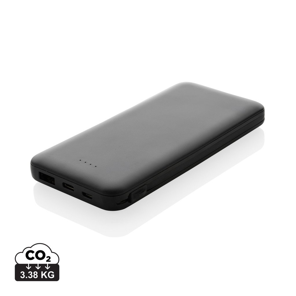 Powerbank RCS plástico reciclado 10.000 mAh cable integrado - Viaje - Mochilas corporativas personalizadas