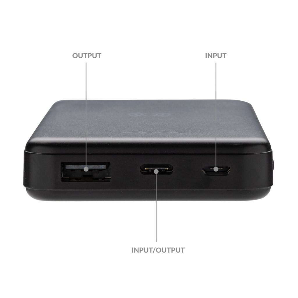 Powerbank inalámbrico 5W plástico RCS reciclado 5.000 mAh - Viaje - Mochilas corporativas personalizadas - imagen 5