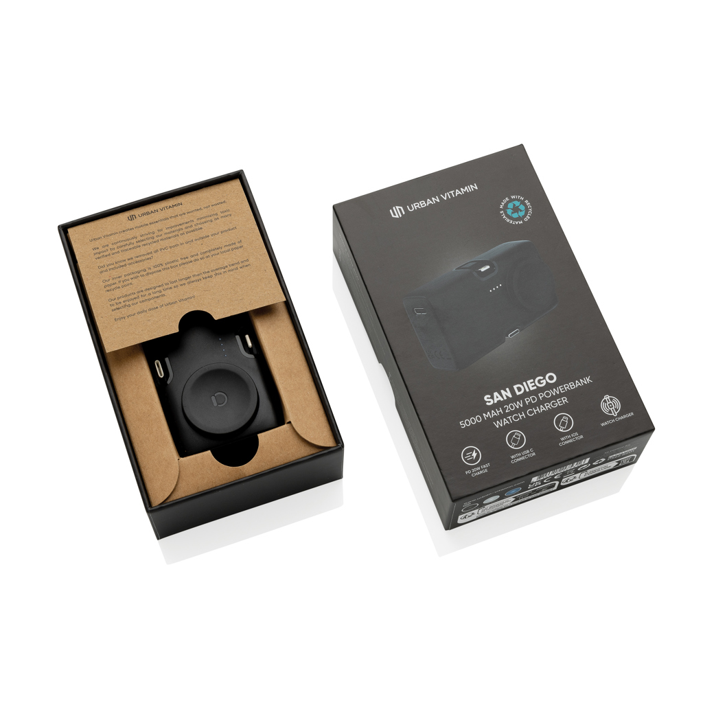 Powerbank/reloj PD Urban Vitamin San Diego plástico RCS - Viaje - Mochilas corporativas personalizadas - imagen 7