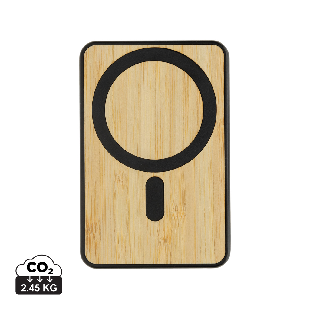 Powerbank magnético bambú Zen RCS de RPET 5.000 mAh - Viaje - Mochilas Corporativas Personalizadas