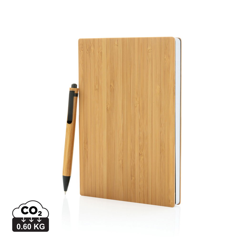 Juego de libreta y bolígrafo A5 Bamboo - Oficina - Mochilas Corporativas Personalizadas