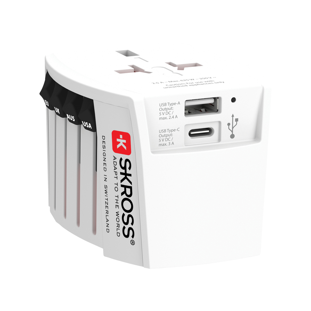 Adaptador de viaje mundial SKROSS USB MUV (1 USB C 1 USB A) - Mochilas Corporativas Personalizadas. Puntokat